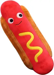 Food Hot Dog Plush Pillow - 17.7", Soft Cartoon Sofa Cushion
