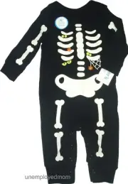 Baby Halloween Outfit Skeleton Boys Girls Sleep Play Glow in Dark 1st Costume 3M