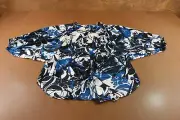 Chicos Womens Size 10 Scandi Blue Floral V Neck Long Sleeve Tie Front Top NWT