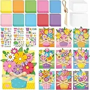 Fullhawl 30 Sets Mothers Day Card DIY Happy Mother's Day Flower Pot DIY Greeting Card with Envelopes Ribbon Flowers Mom Cards Making Kit Handmade Gift Craft to Mom for Home School Classroom Activities