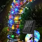 Solar Rope Lights 39FT IP65 Waterproof Outdoor Lights LED Copper Fairy String Tube Lights for Party Garden Yard Home Wedding Christmas Halloween Holiday Tree Decoration Lighting(Multi Color)
