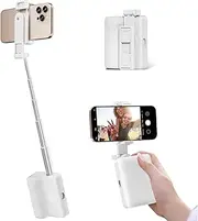 Selfie Stick, Extendable Selfie Sticks，Wireless, Compact and Lightweight Aluminum Design, All-in-One Gimbal Stabilizer for iPhone 16/15 Series, Android, White
