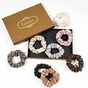Lolalet Hair Scrunchies Satin Scrunchies for Women, Soft Hair Ties Scrunchy Cute Ponytail Holder Hair Accessories with Elastic Hair Bands for Girls Thick Thin Curly Hair -8 Pack, Style A