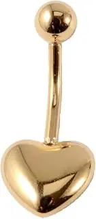 [Niaspi] 14G Heart Belly Button Ring for Women Girls Surgical Steel Curved Bar Barbell Belly Navel Piercing Studs Minimalist Dainty Body Piercing Jewelry