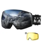 Heron Ski Goggles with 2 Lens, A-blackframe Silver Vlt 10% + Yellowlens
