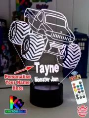 Monster Jam Truck UTE 4 x 4 Personalised 3D LED Night Light 7 Colour Change Lamp