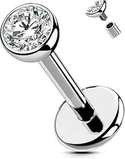 OUFER Body Piercing Lippenpiercing 6/8/10/12mm Tragus Earring 18G Labret Piercing Jewellery Titanium Helix Stud Internally Conch Lobe Nose Lip Stud Bars Flat Back Earrings