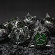 Sage's Enchanted Morningstar Nickel/Green Metal Polyhedral Dice Set DnD Dice