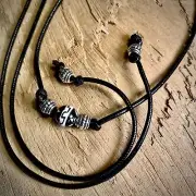 Lariat Navajo Style ~ Black Cord & Silver Beaded Choker Necklace Bracelet Combo
