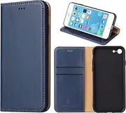 GoshukunTech Case for iPhone 7/8,for iPhone SE 2020/SE 5G 3rd Gen Cover,Magnetic Wallet Case Leather Flip Folio Cover with Card Slots-Navy Blue