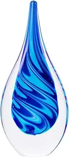 Luxury Lane Hand Blown Swirl Wave Tear Drop Sommerso Art Glass Sculpture for Home Decor 8.5 inch Tall Centerpiece Table Decoration