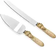 Wood Grain Rustic Cake Knife Server Set - Country Woodland Wedding Keepsake