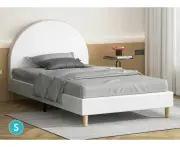 ALFORDSON Bed Frame Single Size Mattress Base Platform Leather White CALLA