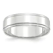 10K White Gold 6mm Flat with Step Edge Band Ring
