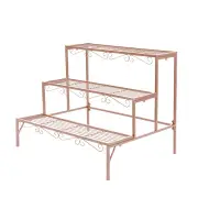 Levede Plant Stand 3 Tier Rectangle Metal Flower Planter Corner Shelf Rose Gold