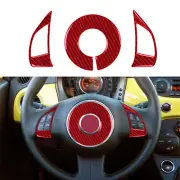 Carbon Fiber Interior Steering Wheel Press Button Cover Trim For Fiat 500 2012