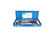 24PC CRV 1/2" Drive Metric Dr. Socket Set in Steel Toolbox