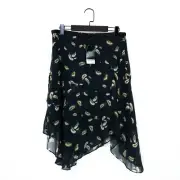 Next Black Yellow Feather Print Ruffle Layered Mini Skirt - Size 12 NEW