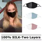 3D Shape 100% Mulberry Silk 2 Layers Face Mask Mouth Mask Washable Reusable