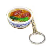 6Pcs Simulation Large Bowl Chinese Food with Porcelain Spoon Key Chain Home Decoration