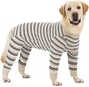 Dog Recovery Suit After Surgery, Pet Abdominal Wounds Post Surgical Shirt for Dogs Cats, Puppy Spay Neuter Prevent Licking Alternative Bandages E-Collar & Cone (Beige, L)