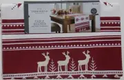 Christmas Threshold Holiday Red Animal Print Deer Table Runner 14x72 in NWT