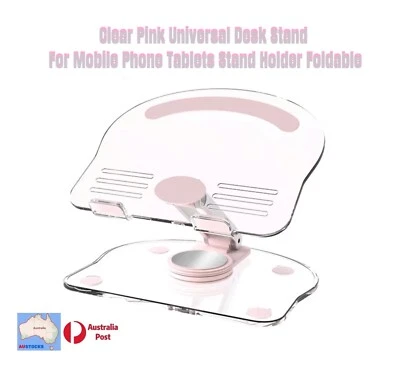 Clear/Pink Universal Desk Stand For Mobile Phone Tablets Stand Holder Foldable