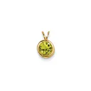 14K Yellow Gold 7mm Peridot bezel pendant