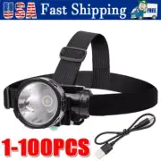 Led Headlight Miner Mining Lamp Torch Camping Fishing Bright Rechargable Light