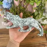 1pc Natural Tianshan blue Quartz Carved Leopard Skull Crystal Reiki Healing Gift