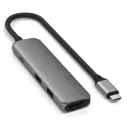 SATECHI Space Gray Slim Mulitport Docking Adapter, 1x 4K HDMI, 2x USB3.2, 1x Type-C Power Delivery 100W [ST-P4SM]