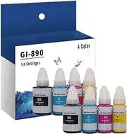 GI-890 Ink Compatible for Canon 890 GI 890 Refill Ink Bottles Works for Canon G1800 G2800 G3800 Printer, High Yield Black/C/M/Y Color GI-890 Ink Bottles,4 Color-2 Set