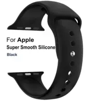 For Apple Watch 38/40/41mm & 42/44/45/49mm Super Smooth Silicone Strap in BLACK
