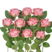 10pack Fake Roses Artificial Flowers with Stem for Wedding Decoration