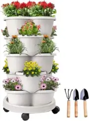 5 Tier Vertical Garden Strawberry Stackable Planters Herbs Petunias Pancy, Vege