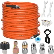100FT Pressure Washer Sewer Jetter Kit, 5800 PSI Water Jet Drain Cleaner Hose