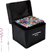 Dabo&Shobo 80 Color Alcohol Marker Pens, Bright Permanent Markers For Coloring, Markers For Adults Coloring Book, Wide Chisel and Fine Tip, Dual Tip Design, Equipped with Black Suitcase