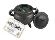 1PC Cast Iron Cauldron Black Matt Smudge Candle with Lid - Eucalyptus