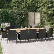 13 Piece Garden Dining Set with Cushions Black, Garden Furniture Sets