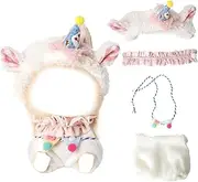 OCQOTAT 4 PCS Clothes for Labubu- Clothes for Dolls Outfit,Accessories for Labubu Dolls - Clothes +Headband + Scar + Belt (No Doll)