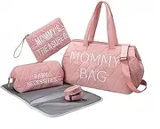 Ssumght 5 Pcs Set Multifunction Large Capacity Mommy Fashion Travel Nappy Handbags Baby Diaper Bags Tote With Changing Mat for Mom