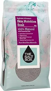 [The Salt Box] Skin Nutrition Soak - Magnesium Epsom & Dead Sea Salts for Skin Repair & Calming Effects on Mind and Body- 3kg Single Bag - White Crystals - Lavender & Geranium Scent