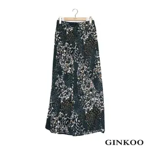 【GINKOO 俊克】腰抽繩印花寬褲