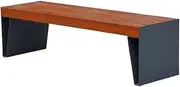 Patio Benches Stainless Steel Wooden Seat Plate Outdoor Bench Park Square Courtyard Bench Backyard(Small)