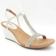 Style&Co Women Mulan Slingback Wedge Heel Sandal Size US 12M Powder Silver