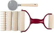 Verbania Shop Fresh Pasta Cutter 4 Interchangeable Rollers (Spaghetti TAGLIATELLE FETUCCINE PAPPARDELLE) + Wheel Cutter Kit for Fresh Pasta, Wood