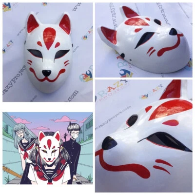 Face Mask Anbu Mask Wooden Mask Cosplay Kitsune Fox Red RARE !! DHL Express