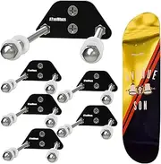 Skateboard Wall Mount Display(6 Packs)-Aluminum Ramp Shape Skateboard Deck Wall Mount with Two Screw Holes for Horizontal and Vertical Hanging Skateboard Display Decor-(Black