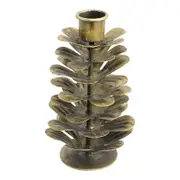 LVD Metal Pinecone 15cm Taper Candle Holder Large - Gold