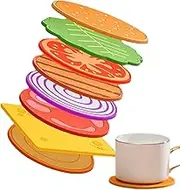 Burger Shaped Coaster | Hamburger Drink Coasters | 8 PCS Burger Coasters, Bar Coasters Funny Coasters, Stack Your Own Creative Hamburger, Non Slip Heat Insulation Coasters Hoffti